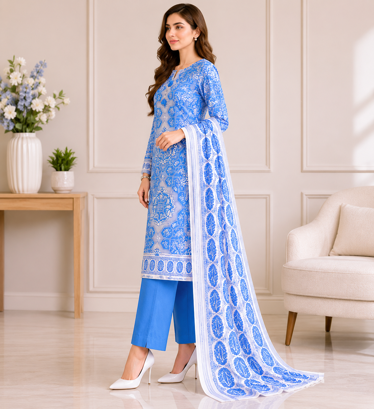Sapphire 3Piece Unstiched Printed Lawn