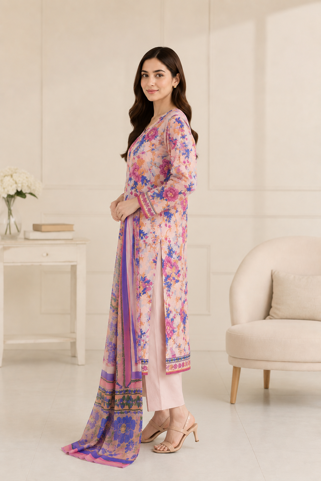 Saphhire Unstiched Suit 3 Piece Printed Lawn