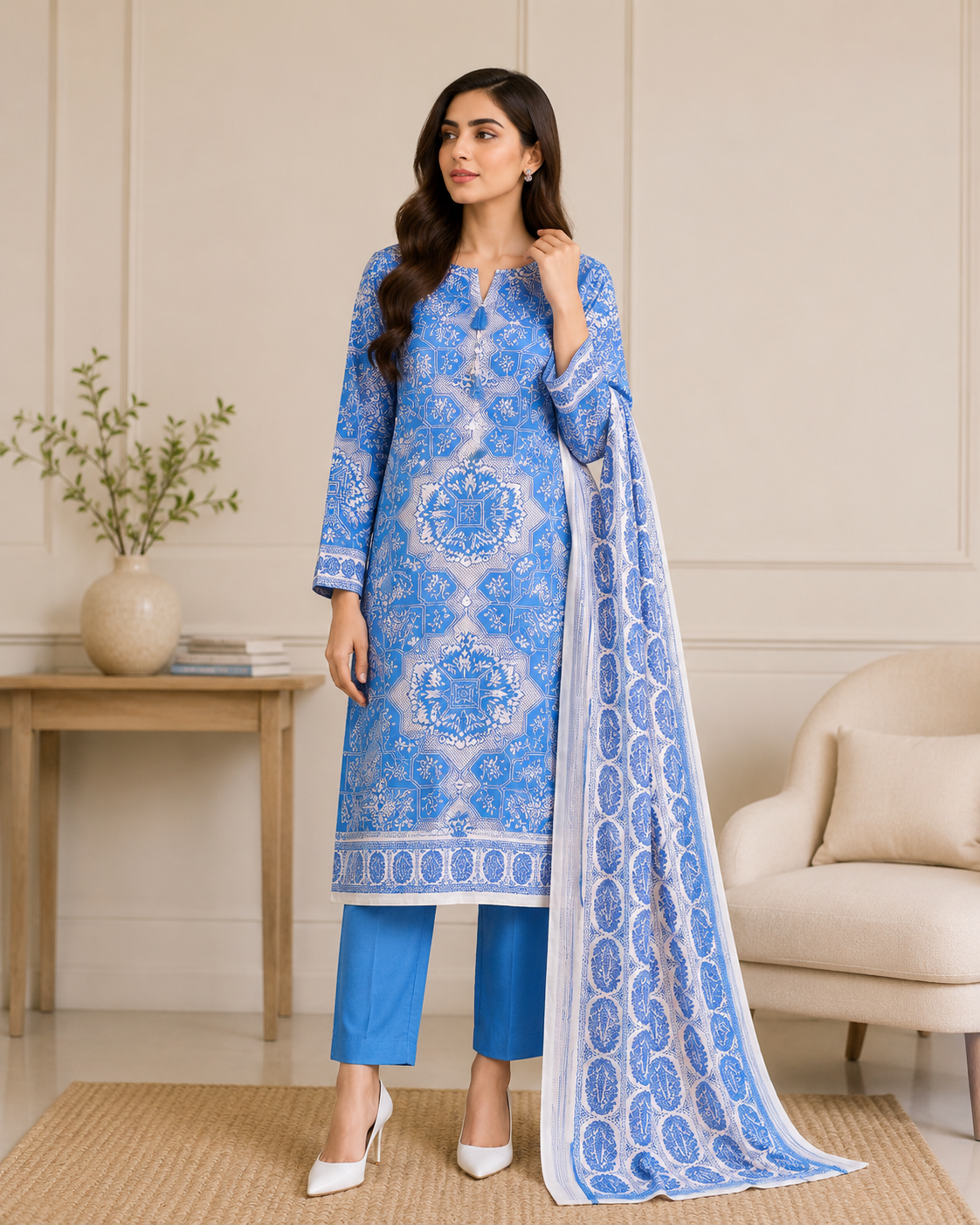 Sapphire 3Piece Unstiched Printed Lawn