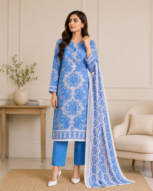Sapphire 3Piece Unstiched Printed Lawn