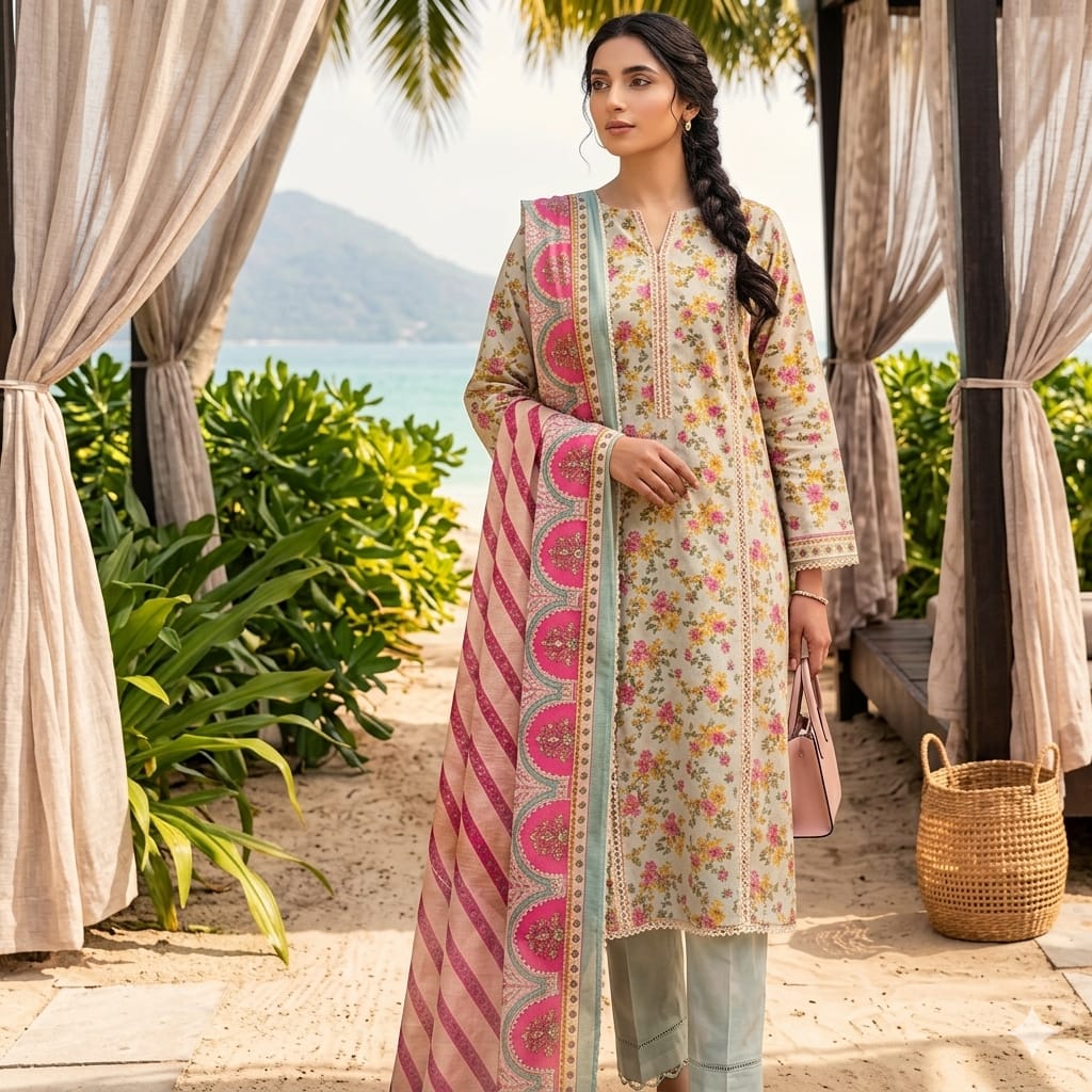 Keyseria Unstiched 3 Piece  Lawn Suit