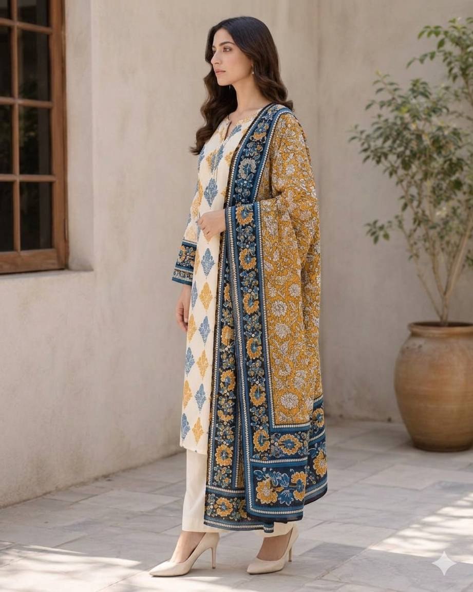 Keyesria Unstiched 3 Piece Lawn Suit
